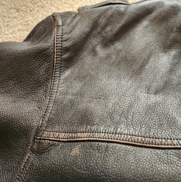 The Territory Ahead Vintage Men's Heavy Black Leather Bomber Jacket - Size XXL - Picture 8 of 14